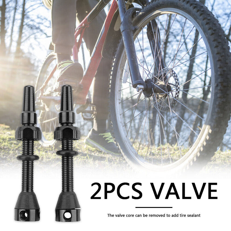 1 Pair 40mm Mountain Road Bike Tubeless Tire Presta Valve CNC Alloy Stem w/