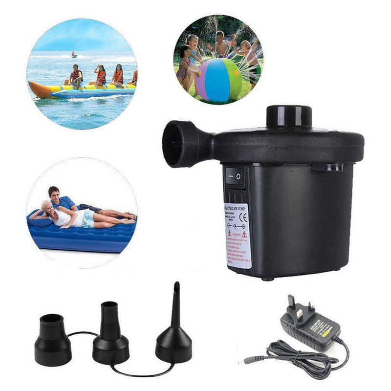 2 in-1 Electric Air Bed Pump Camping Paddling Pools Mains Inflator UK Plugs