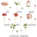 Style Pendant Lotus Leaf Brass Bookmark Book Clip Painted Pagination Mark