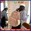 Casual School Bags Solid Color Simple Student Bookbags Bear Pendant for Shopping