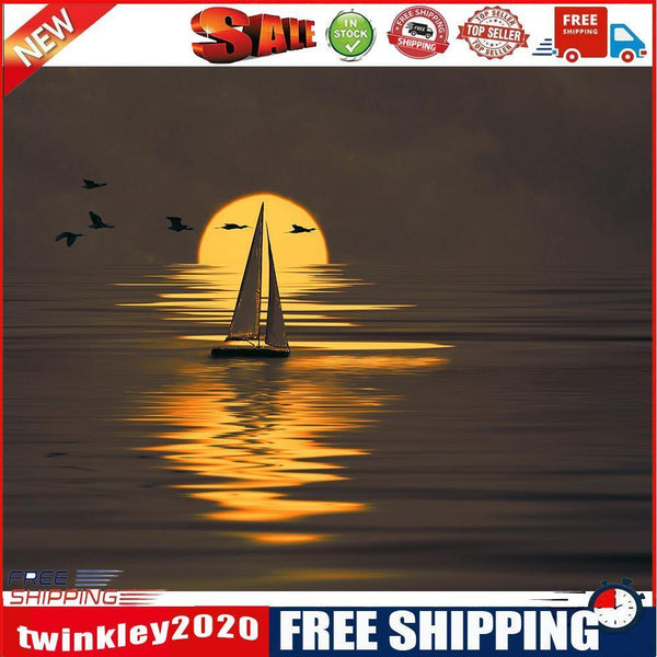 Frameless Sunset Sea Landscape Digital Paint Painted By Numbers On Canvas