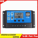 12V/24V LCD Auto Solar Charge Controller PWM Dual USB Output Charger (30A)