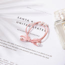 Korean Pearls Elastic Rubber Band Sweet Bow Girls Ponytail Holder (Pink)
