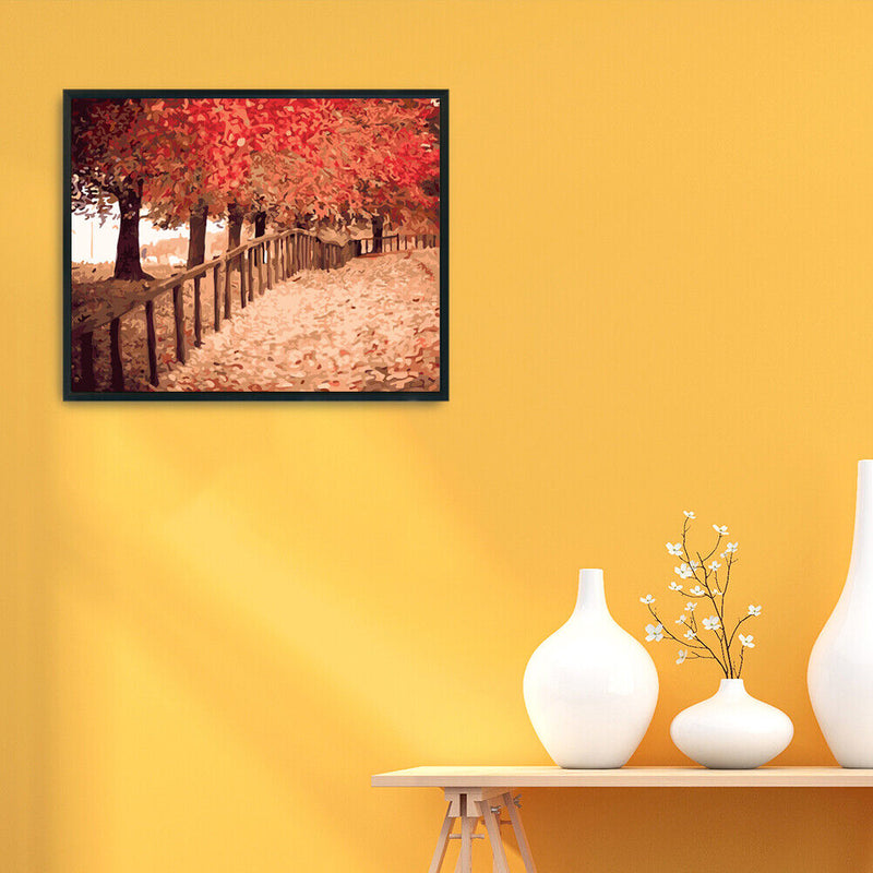 Painting By Numbers Kit DIY Autumn Path Hand Painted Canvas Oil Picture Craft