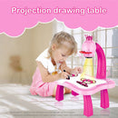 Children LED Projector Art Drawing Table Toys for Paint Learning (Pink) Newly