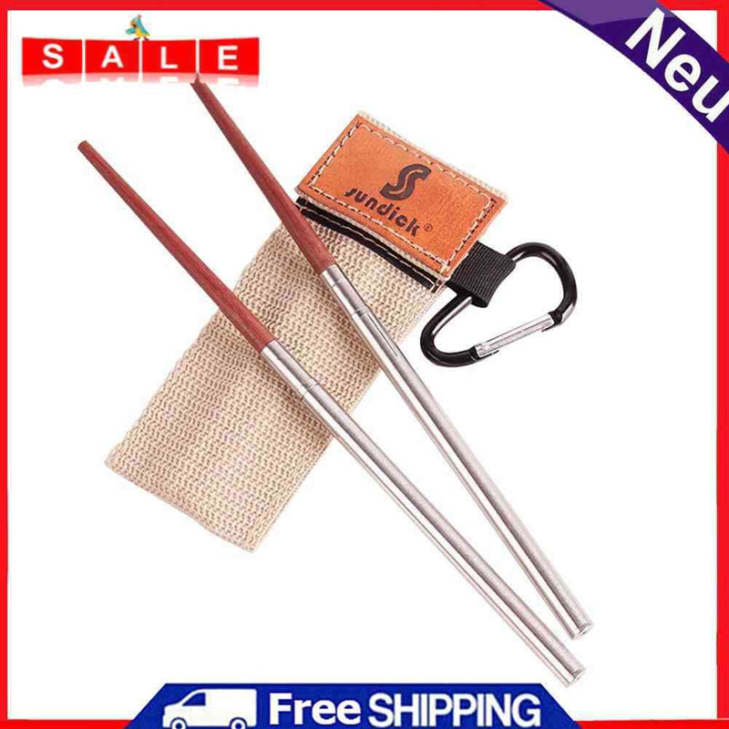 Folding Chopsticks, Tableware for Outdoor Camping Picnic Chopsticks (Brown)