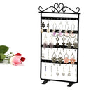 Earrings Necklace Ear Studs Jewelry Display Rack Metal Stand Holder(Black)