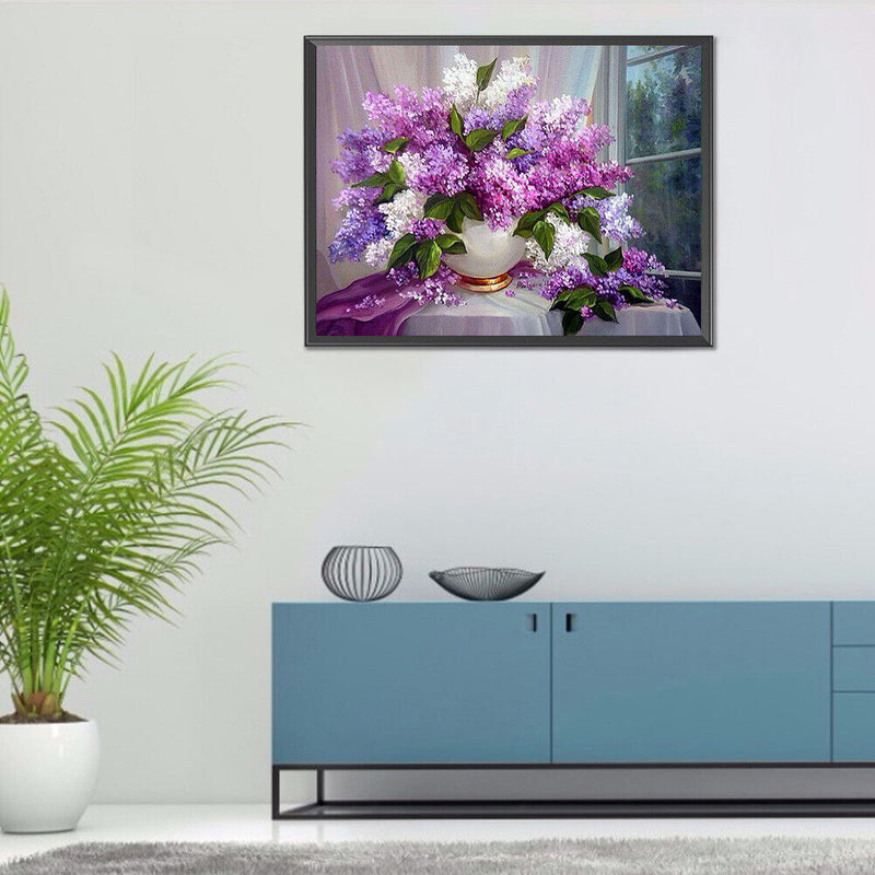 5D Diamond Painting Window Sill Flowers Full Round Rhinestone DIY Home Decor