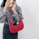 Retro Women Plush Hobos Shoulder Underarm Bag Acrylic Chain Handbag (Red)