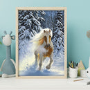 Horse Running in the Snow Diamond Painting Kits Full Round Drill Home Wall Decor
