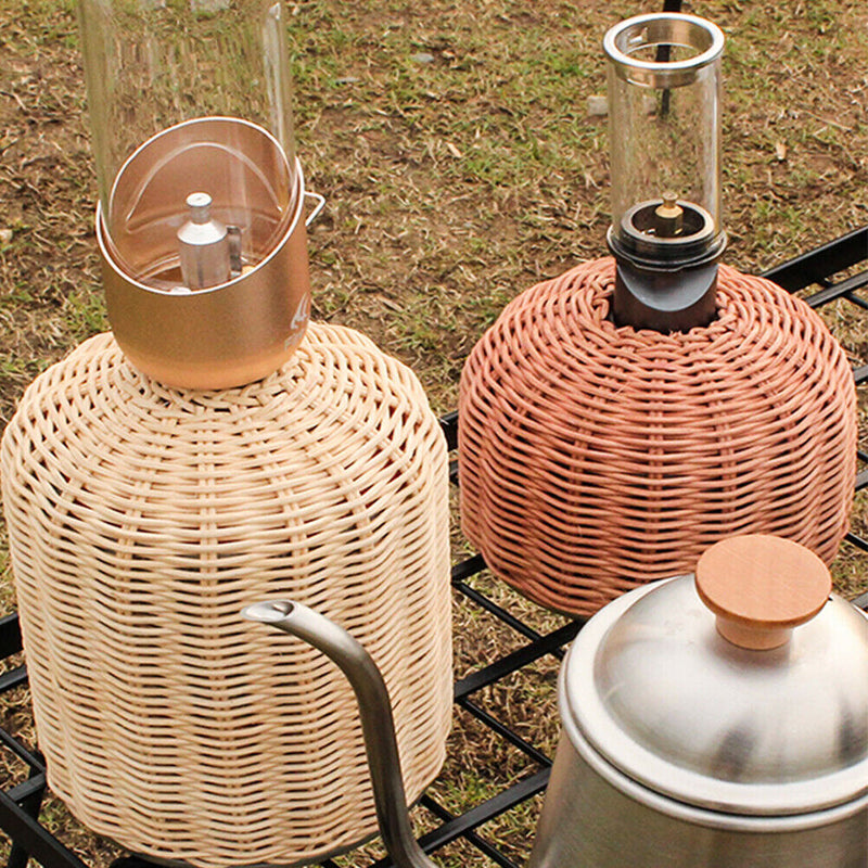 Rattan Outdoor Gas Cylinder Cover Camping Cook Gas Tank Protector (Coffee) Newly