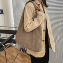Leisure Women Plaid Printed Canvas Large Capacity Shoulder Underarm Shopping Bag
