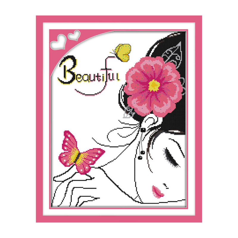 14CT Cotton Thread Beautiful Girl Cross Stitch Part Embroidery Needlework Kit
