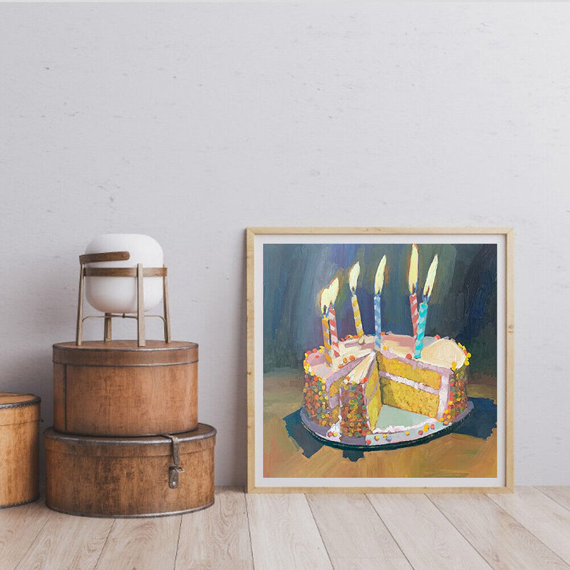 Oil Paint by Numbers Cake Canvas Artwork Living Room Picture Art Decoration Kit