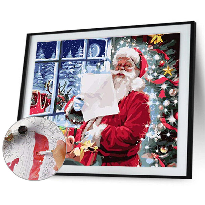 Santa Oil Paint By Numbers Canvas Christmas Drawing DIY Coloring Picture for Kid