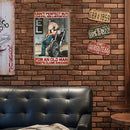 Sitting on Motorcycle Retro Metal Plate Tin Sign Plaque for Bar Pub Club