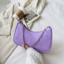 Fashion Women PU Leather Underarm Shoulder Bag Solid Color Chain Small Purse