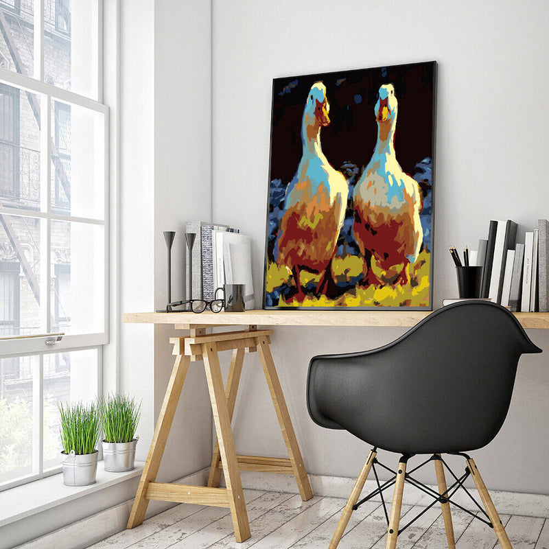 Oil Paint Chicken And Duck By Numbers Coloring Picture Digital
