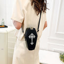 #A Gothic Crossbody Bags Coffin Shape Fashion Messenger Pouch Small Satchels Pur