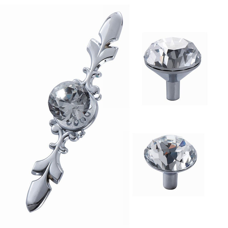 Diamond Drawer Wardrobe Pulls Crystal Closet Door Knobs Cabinet Handles