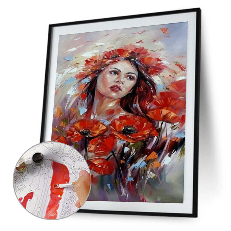Girl Oil Paint By Numbers Kit DIY Acrylic Painting on Canvas Frameless Drawings