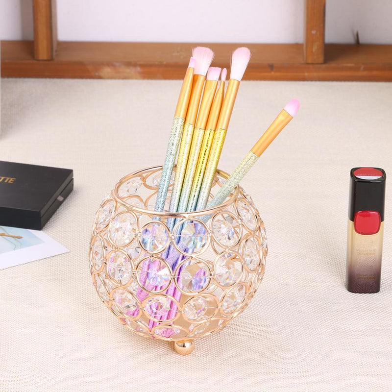 European Style Round Crystal Makeup Brush Storage Box Jewelry Organizer Newly