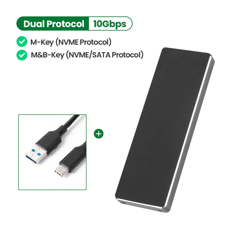 Dual Protocol M2 SSD Disk Case M.2 to USB 3.1 for NVME PCIE NGFF SATA M/B Key