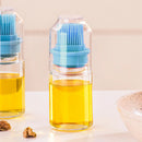 Portable Oil Bottle with Brush Barbecue Baking BBQ Liquid Gadgets (Blue)