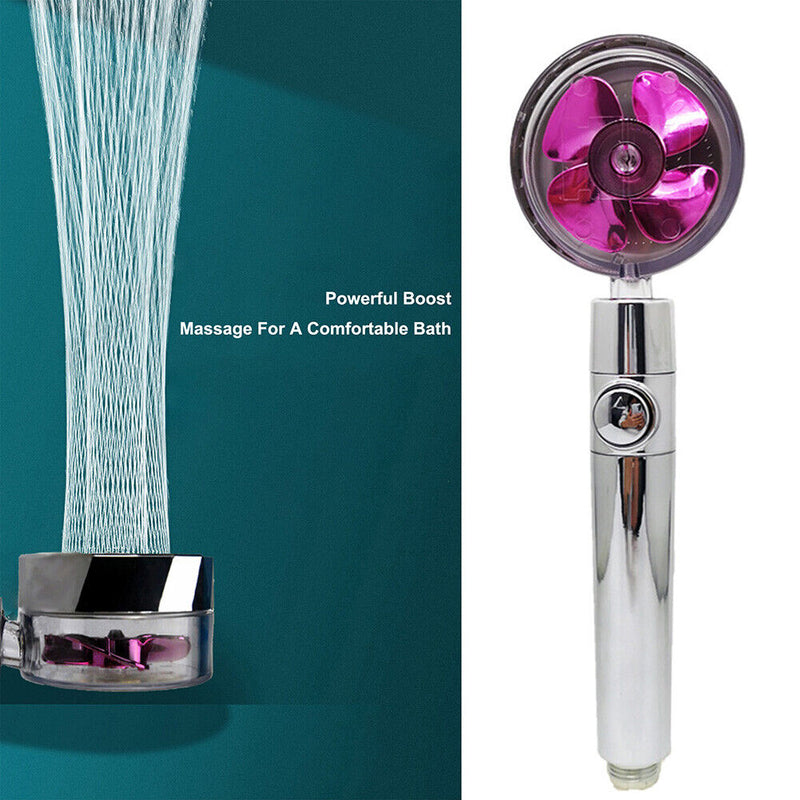 Pressurized Bath Shower Head Handheld Massage Rotary Rainfall Sprayer (Red)