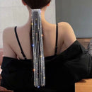 Shine Full Rhinestone Hairpins Long Tassel Crystal Wedding Bling Hair Clips
