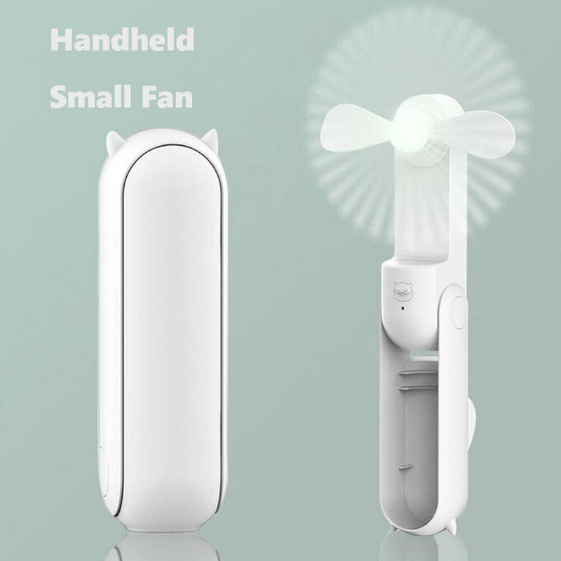 Pocket Fan USB Rechargeable Folding Fan 2000mAh Power Bank Function (White)