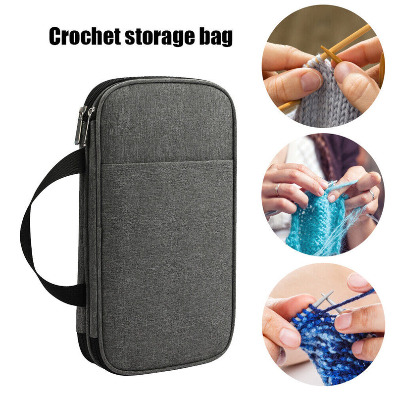 Yarns Crochet Sewing Tool Storage Bag DIY Knitting Needle Organizer (Grey) Newly
