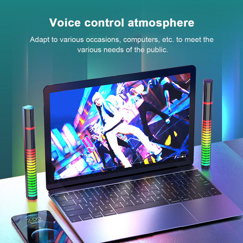 Voice Activated Rhythm Lamp 32-Bit RGB LED Pickup Light for Desktop Car Vehicle