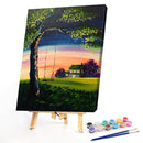 DIY Hand Painted Paint By Numbers Oil Canvas Pictures Evening Cabin Ornament Kit