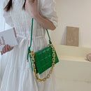 Women Geometric PU Messenger Bag Fashion Solid Color Chain Rectangle Handbags