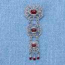 Women Retro Hollow Geometric Shape Rhinestone Imitation Gem Brooch(1)