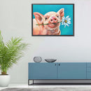 5D DIY Diamond Painting Pig with Daisy Full Round Drill Home Decoration Gif
