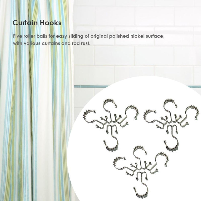 12pcs Metal Rustproof Shower Curtain Double Glide Shower Hooks Bathroom Products