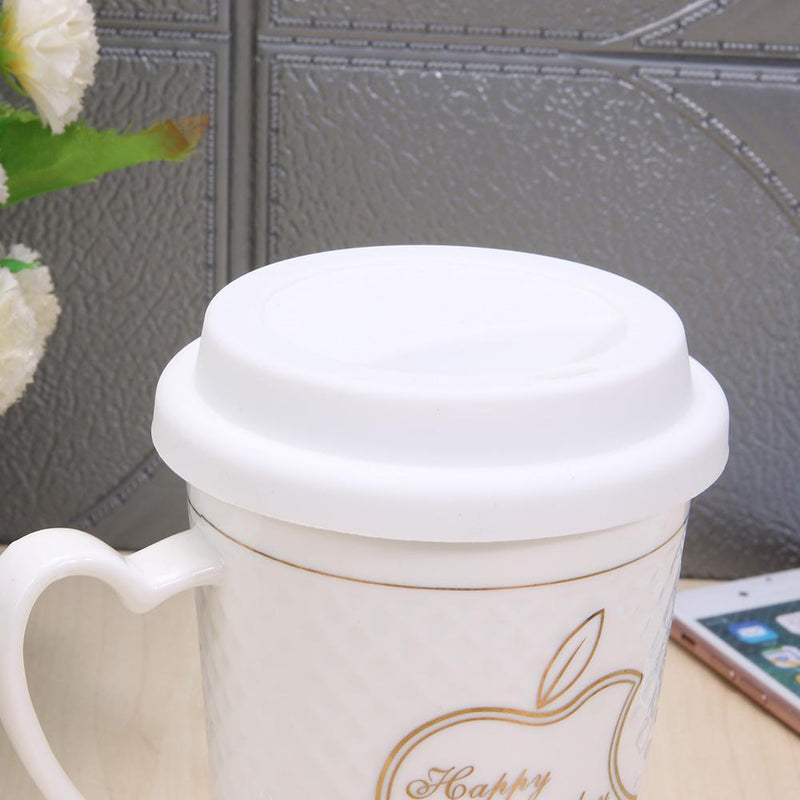 Silicone Insulation Anti-Dust Cup Cover Tea Coffee Sealing Lid Cap(White)