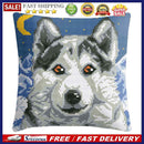 6CT Pillow Cover Kits Stamped DIY Husky Dog Embroidery Cross Stitch Pillowcase