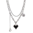 Gifts Double Layer Necklace Mosaic Love Pandent Heart Choker Clavicle Chain