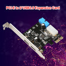 2 Ports USB PCIE Expansion Card PCI Express to USB 3.0 20Pin Hub Adapter Newly
