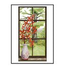 Partial Cross Stitch Cotton Needlework Kit Printed Red Leaves Decor Handicraft