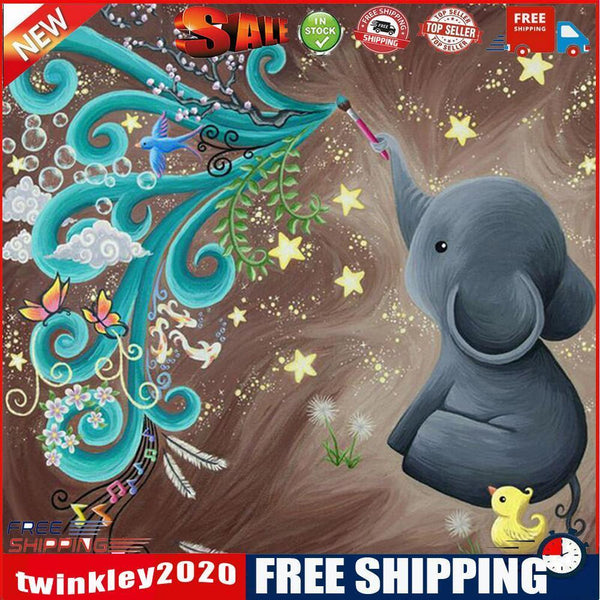 5D DIY Full Drill Diamond Painting Elephant Cross Stitch Mosaic Craft Kit