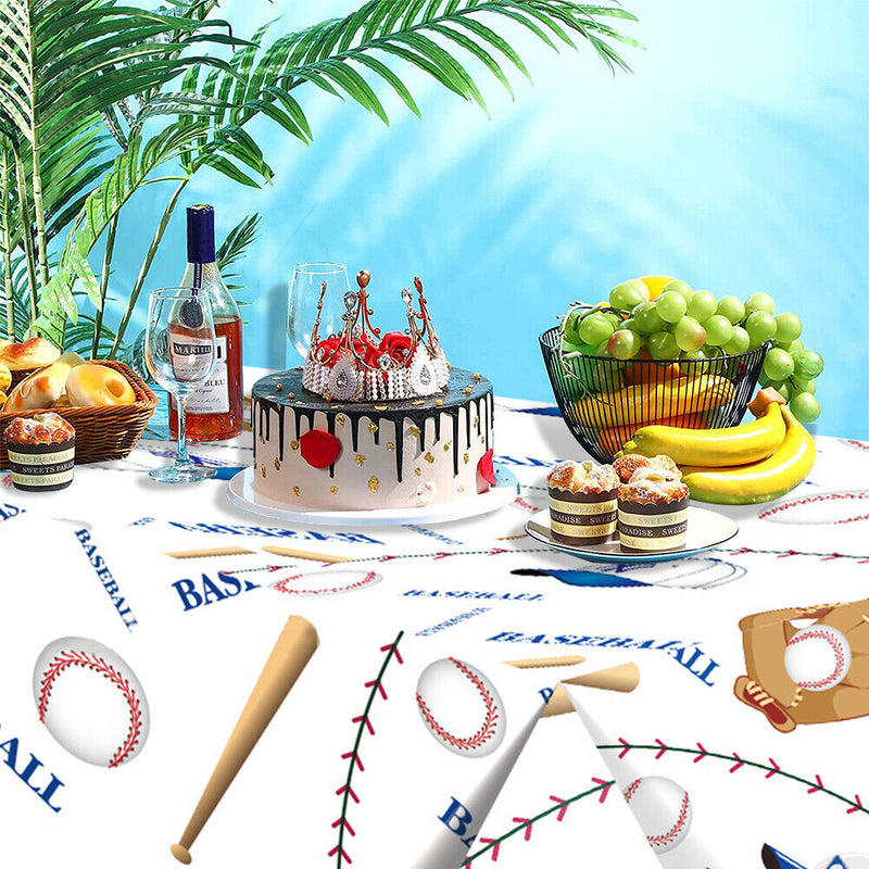 2pcs Baseball Tablecloth Prints Dining Desk Table Cover Beach Pool Party De
