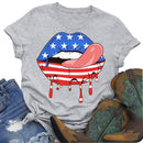 Independence Day Print Tongue Tea T-Shirt (Light Grey L)