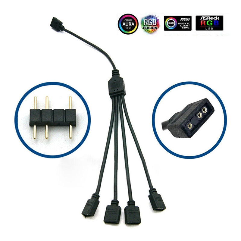 3pin Splitter Cable 5V Connector Cable Accessories for Msi Asus Asrock LED