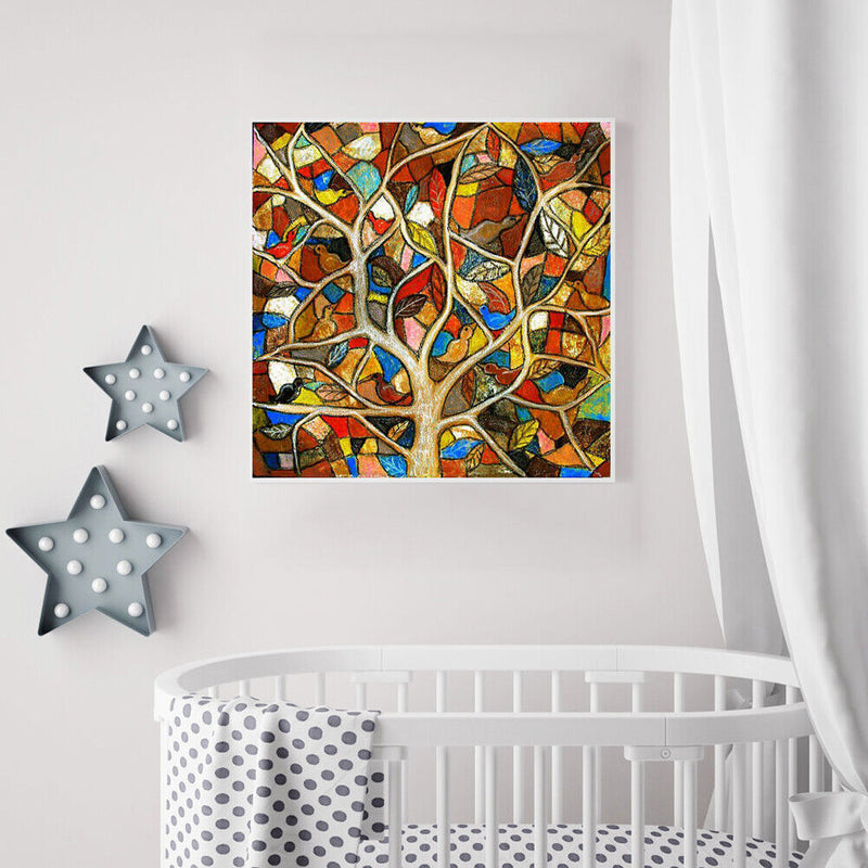 Oil Paint By Numbers Different Color Tree Frameless Picture Craft Kit for Home