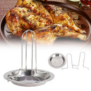 Roast Chicken Holder Steel Upright Roaster Rack BBQ Grilled Stand Pan O9M5