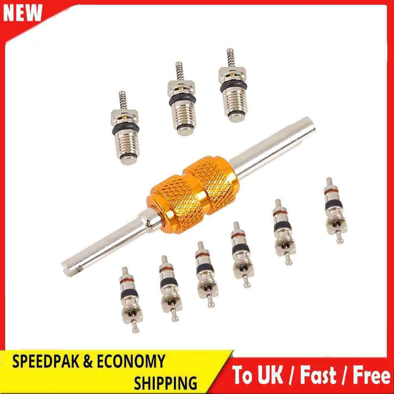 9pcs R134a Car A/C Valve Cores R-134a with Valve Core Remover Installer Tool